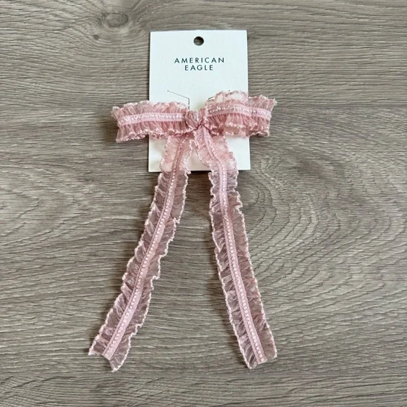 🆕 Pink Lace Ruffle Bow Hair Clip