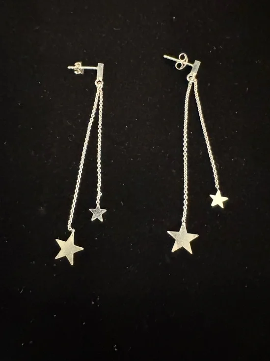 Dainty sterling‎ Silver Star Drop Earrings