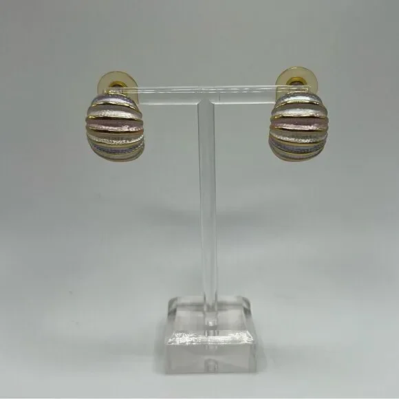 Vintage Pastel and Gold Tone Earrings