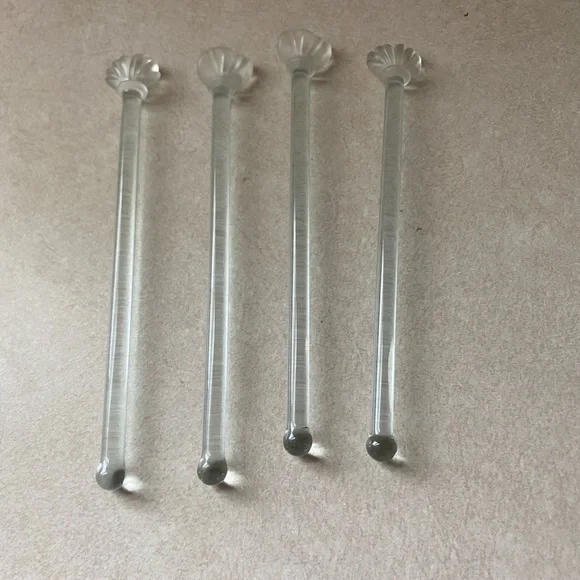 Vintage Glass Stir Sticks Set of 4 ,