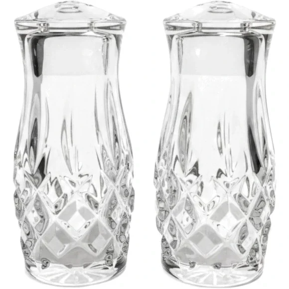 Gorham Full Lead Crystal Salt and Pepper Shakers Diamond Cut Germany 3 Inch S3
