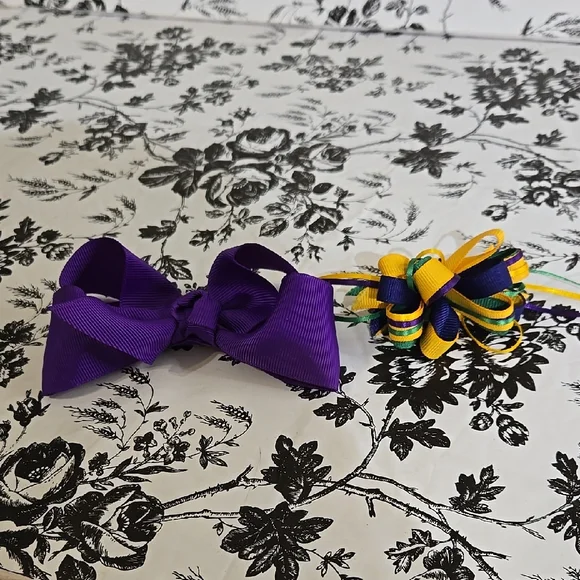 Purple and Multicolor Kids Hair Bow Set Spk2