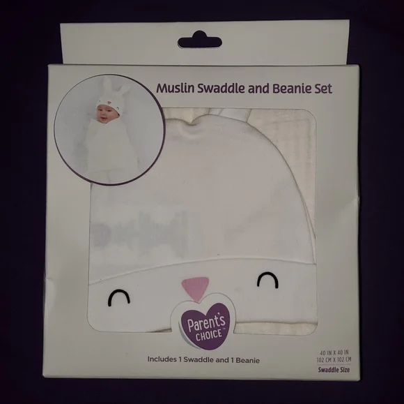 5 for $25 | NIB Parent's Choice Muslin Swaddle and Beanie Set