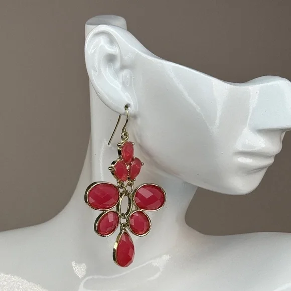 Elegant Gold and Pink Dangle Earrings