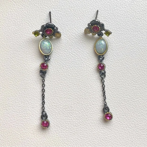 Elegant Silver and Pink Dangle Earrings