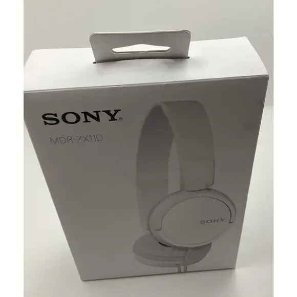 Sony ZX Series Wired On-Ear Headphones, White MDR-ZX110 Airplane Headphones