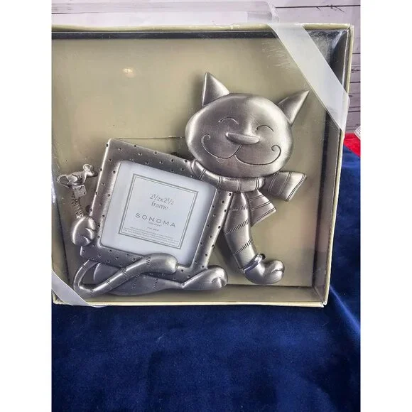 Silver Kitty Frame-Cat Frame-Photo Frame-Sonoma Photo Frame-Mouse- Picture Frame