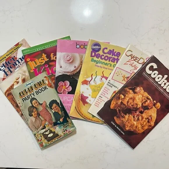 Vintage cookie and cake baking and decorating booklets.  7 booklets total.
