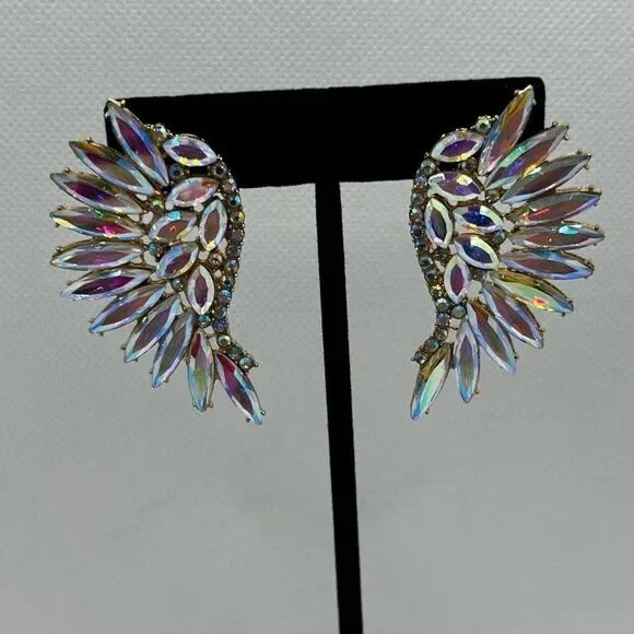 EARRINGS! Betsey Johnson Angel Wing AB Crystal Earrings BNWT
