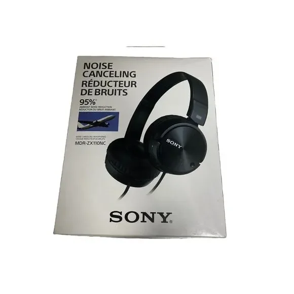 Sony MDR-ZX110NC Noise Cancelling Stereo Headphone Black Airplane Headphones