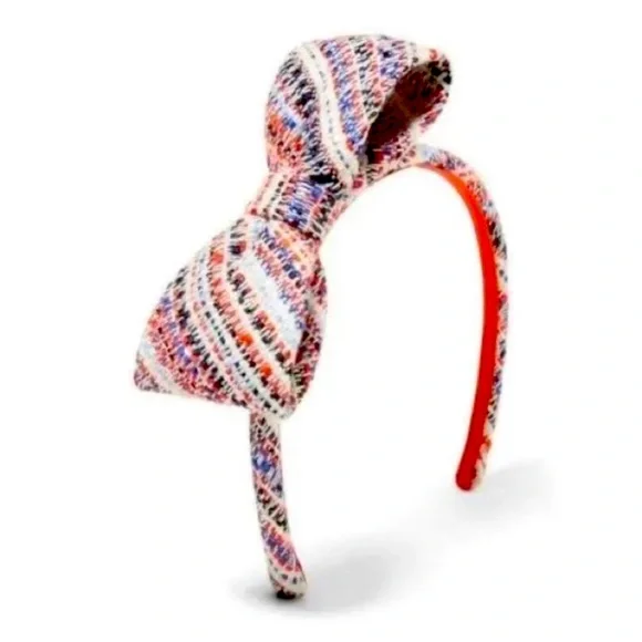Janie And Jack Girls Colorful Textured Large Bow Headband OS