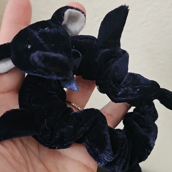 Navy Blue Velvet Elephant Hair Scrunchie