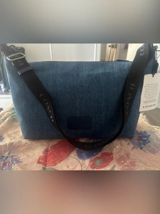 Coach Denim Bag with Black Strap