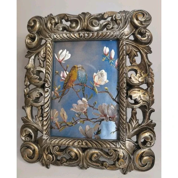 Belle Maison Champagne Rococo Frame 5x7 Easel Back Vintage Dufex‎ Print England