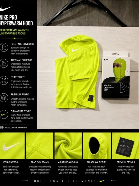 Nike Pro Hyperwarm Hood - Men's High-Visibility lime green