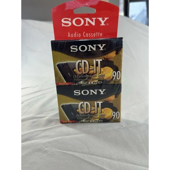 Vintage Sony CD-IT II 90 Min High Bass Audio Cassettes Type 2 New Sealed 2 Pack