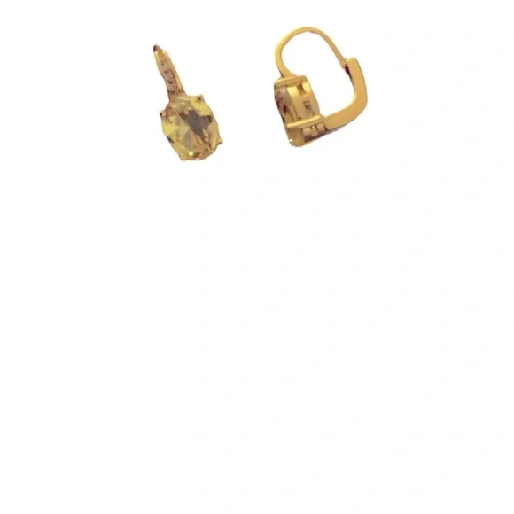 Small faux gold dangle earrings with faux yellow sapphire stones