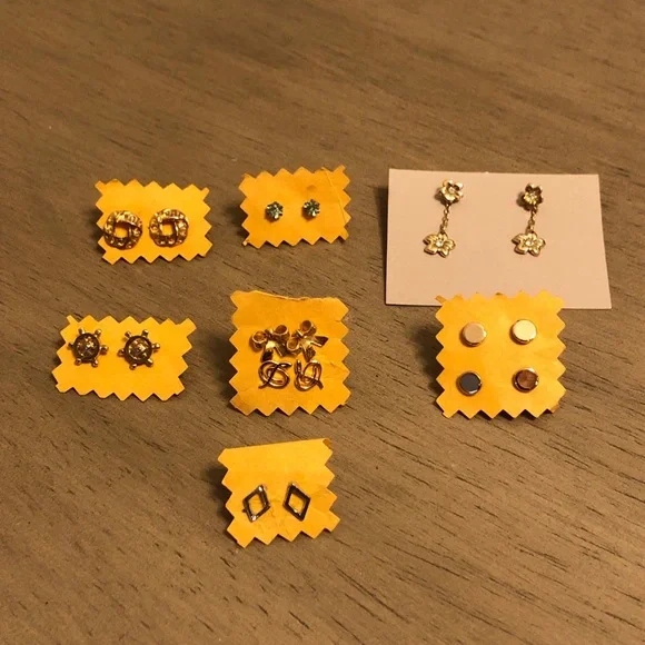 Gold and Silver Tones Earrings Set of 9 Pairs