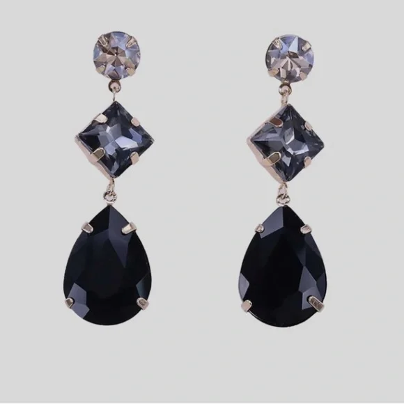NEW - New York & Company Mixed Jeweled Drop Earrings. Black