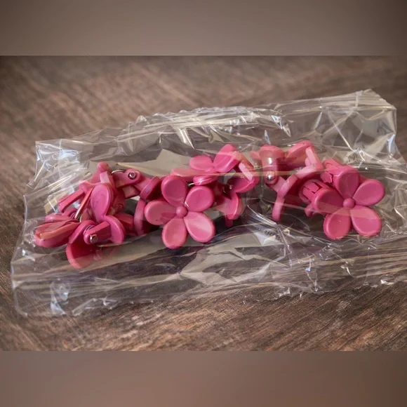 Pink Flower Hair Clips
