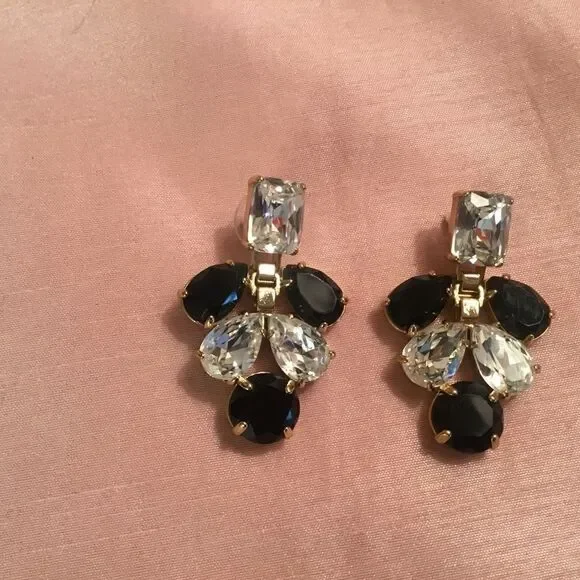 Goldtone  Blue and Clear Glamour Earrings