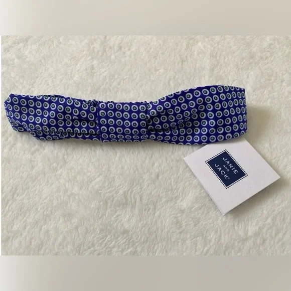 Janie And Jack Blue Poka Dot Knot Baby Girl Head Band One Size