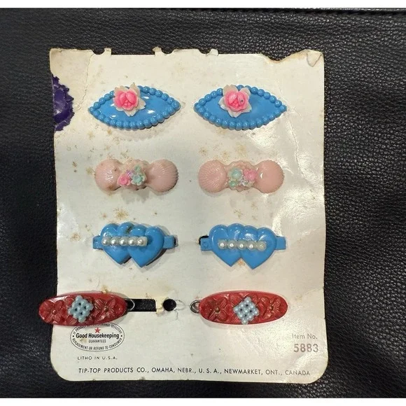 Vintage Little Girl Barrettes Still On‎ Original Display