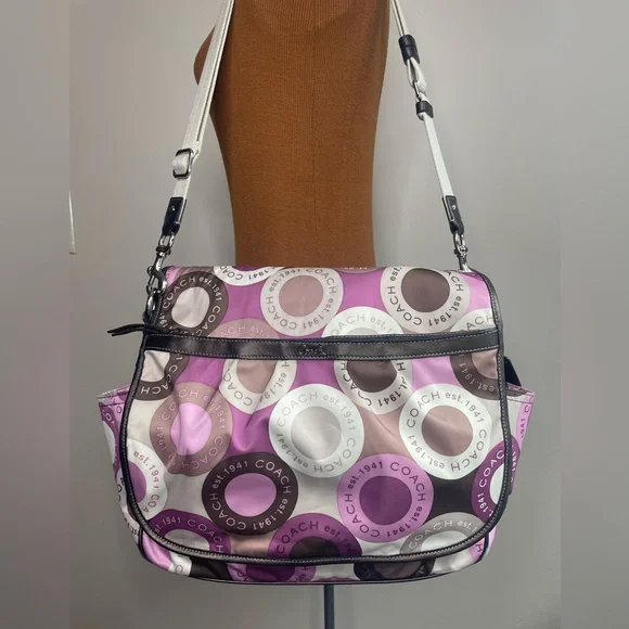 Coach Signature Snaphead Pink Multifunction (Diaper) Messenger Bag