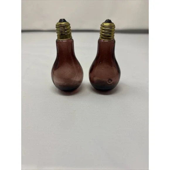 Vintage 1960s Purple Blown Glass Light Bulb Salt & Pepper Shakers Retro MCM Rare