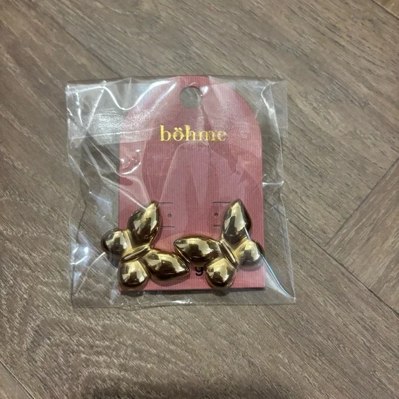 NWT Böhme Gold Butterfly Earrings