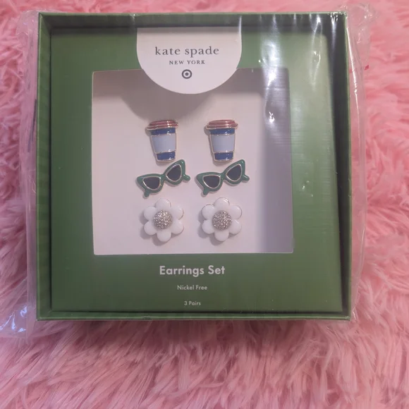 NWT Limited Edition Kate Spade Green & Target Earrings Set