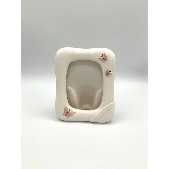 VTG Asabi Butterfly Ceramic Picture Fram White Pink Cottagecore Made in Japan