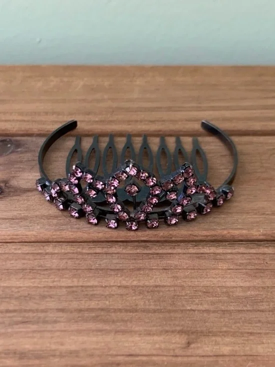 Sparkling Pink Crystal Tiara Hair Comb