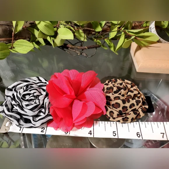 Animal Print Floral Hair Bow Headband 6 1/2