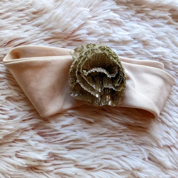 Dollie & Me Gold Rose Tulle Headband 4T