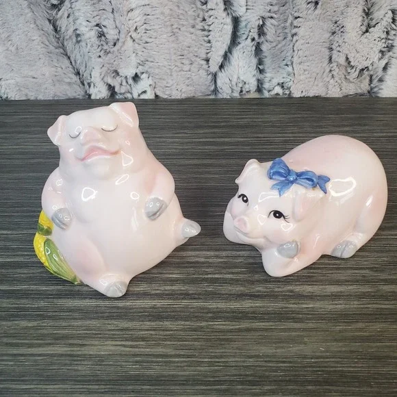 Vintage OTAGIRI Mary Ann Baker Pink Country‎ PIG Salt N Pepper Shaket Set