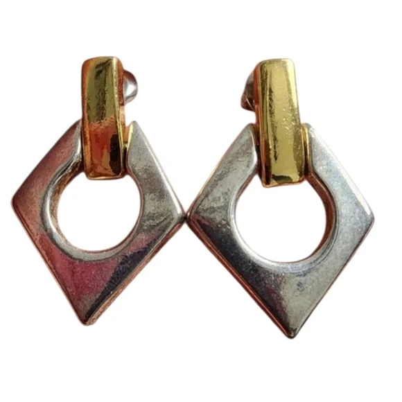 Modern Gold and Silver Geometric Earrings