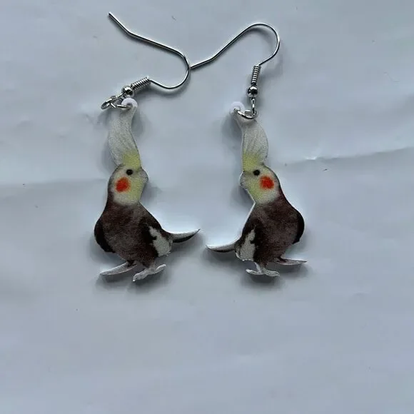 Cockatiel Bird Novelty Drop Earrings