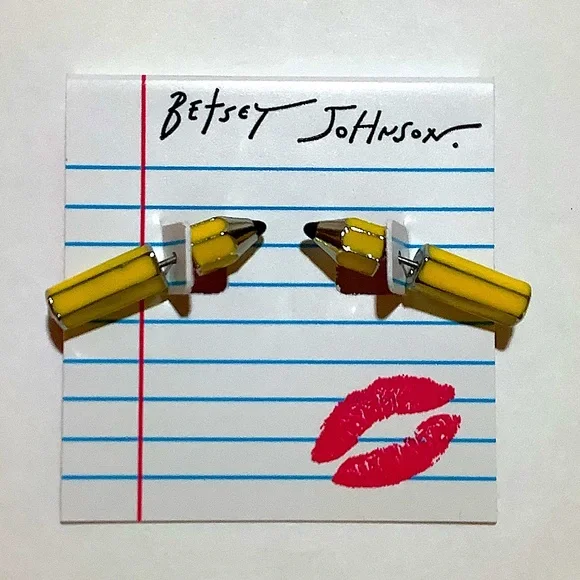 Betsey Johnson Pencil Front Back Earrings New