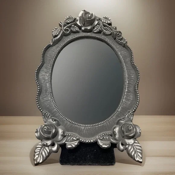 VTG‎ Weston Gallery Roses Standing Oval 4x6 Picture Frame Pewter