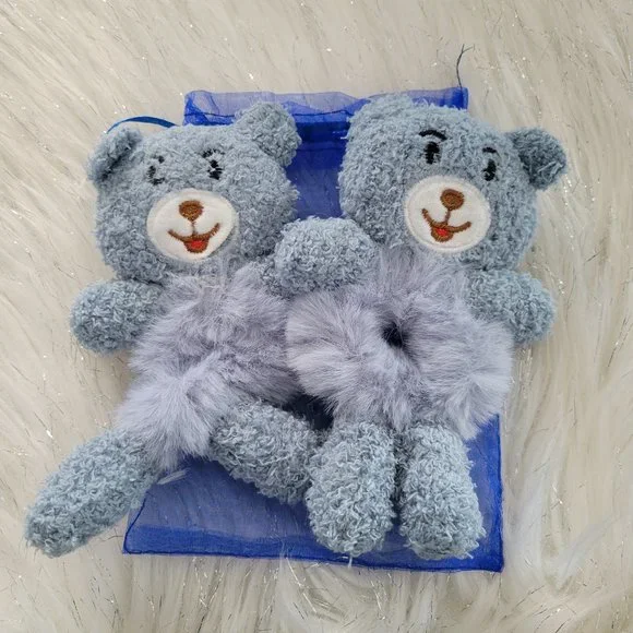 Set of 2 Plush Bear Scrunchies