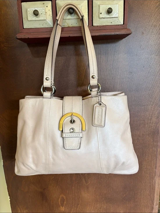 COACH Soho Leather Tote SHELL PINK/PEACH Bag Purse