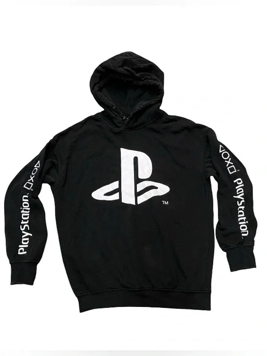 Playstation Hoodie Sweatshirt Youth 10-12 Sony X H&M Black Pullover Medium Logo