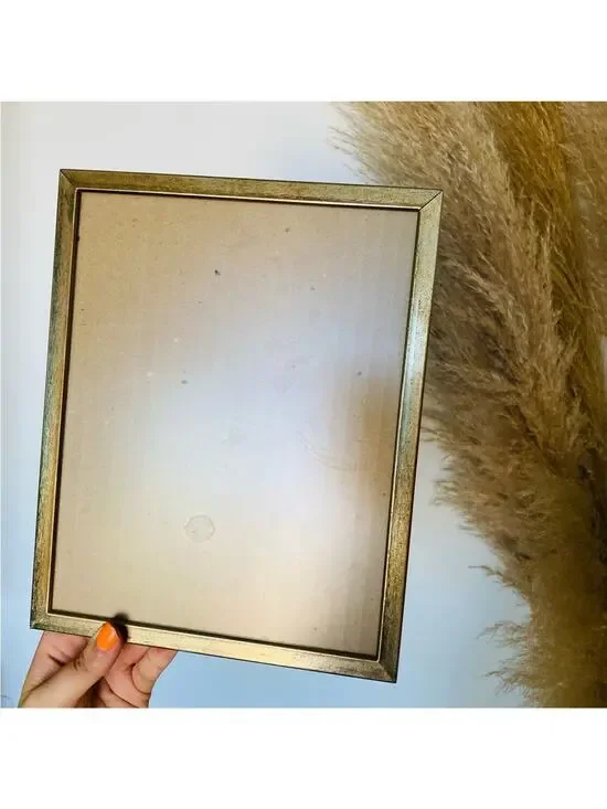 VINTAGE Antiqued Yellow Gold Basic Modern Metal Photo Picture Frame Y2K 90s