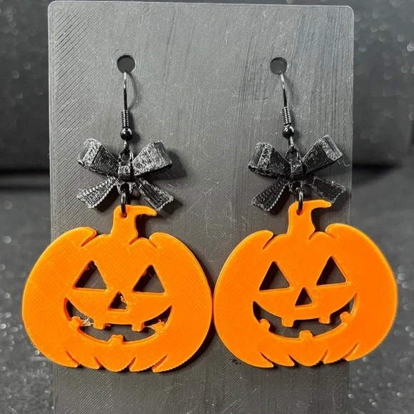 Pumpkin Earrings with Bow‎ – Cute Fall & Halloween Jewelry