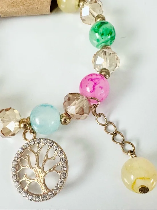 Fairycore Tree Of Life Bracelet & Heart Leaf Earrings Gold-Tone Jewelry Set NWT