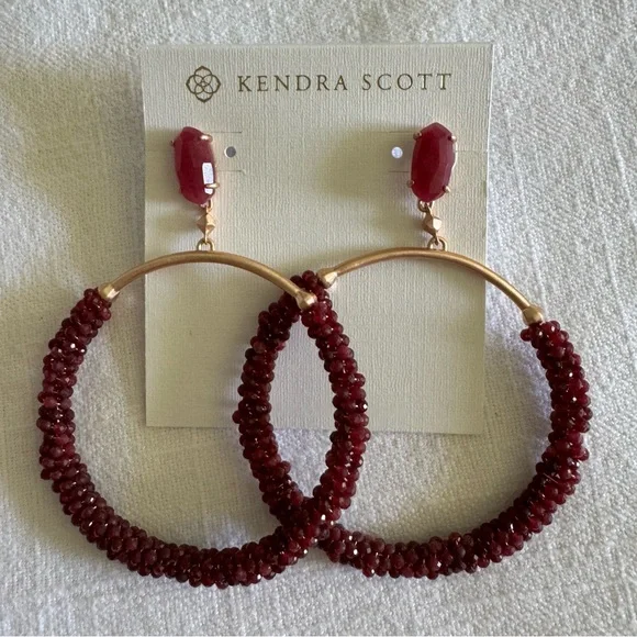 Kendra Scott Russel Beaded Hoop Earrings in red 14k Gold Plated