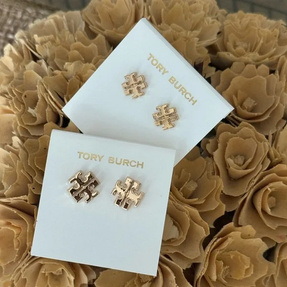 Tory Burch Gold Logo Stud Earrings Set Price for each