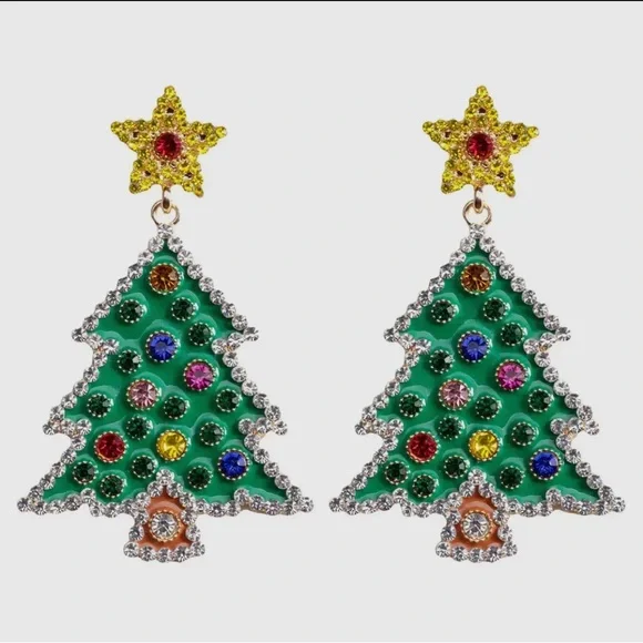 Elle Jeweled Christmas Tree Earrings