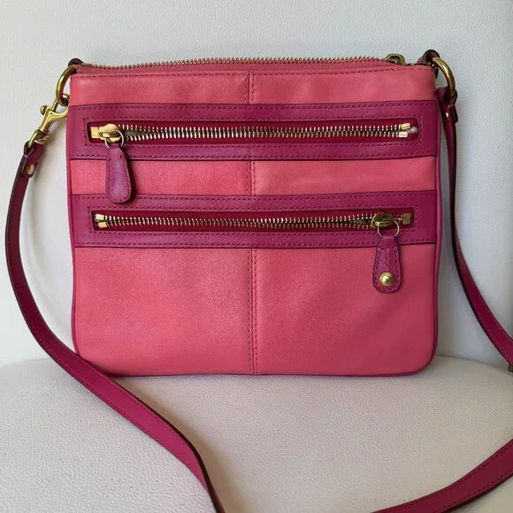 Coach Madison Leather Small Swingpack Crossbody – Pink Colorblock